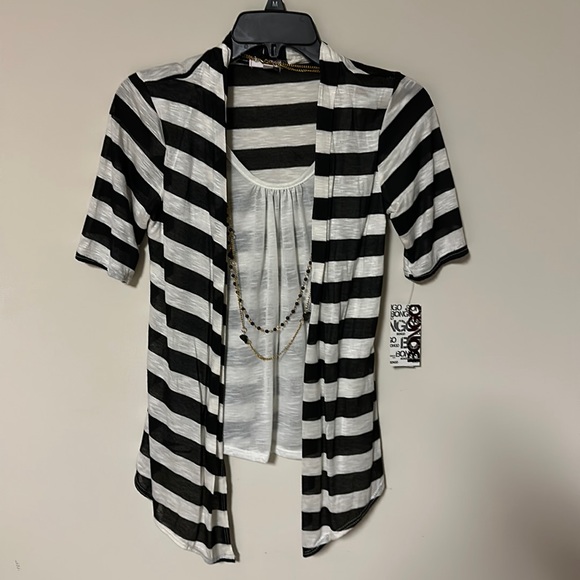 juniors Chain reaction 2fer top elbow sleeves rayon blend - Picture 1 of 4